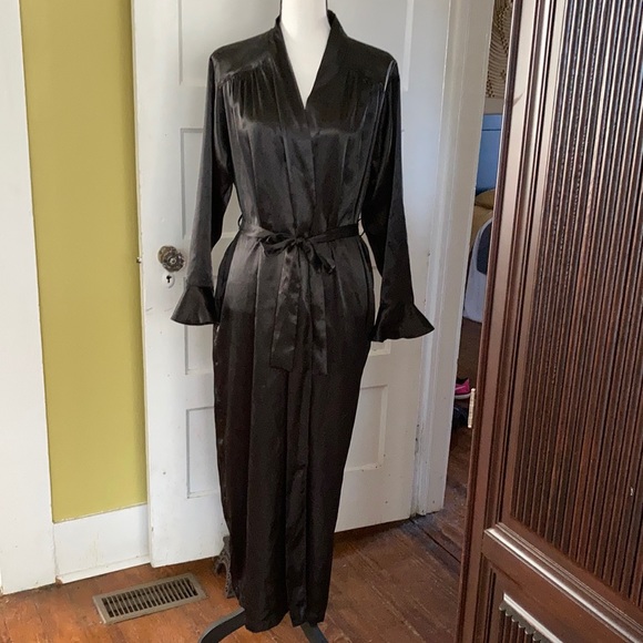 Oscar de la Renta Other - Oscar de la Renta Classic Black Long Robe w/ Pockets & Sash sz M